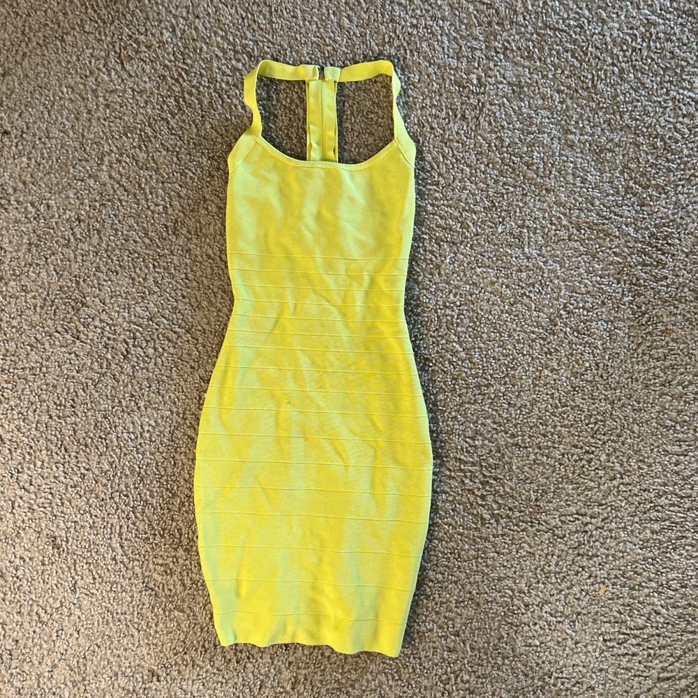 Neon yellow bandage dress